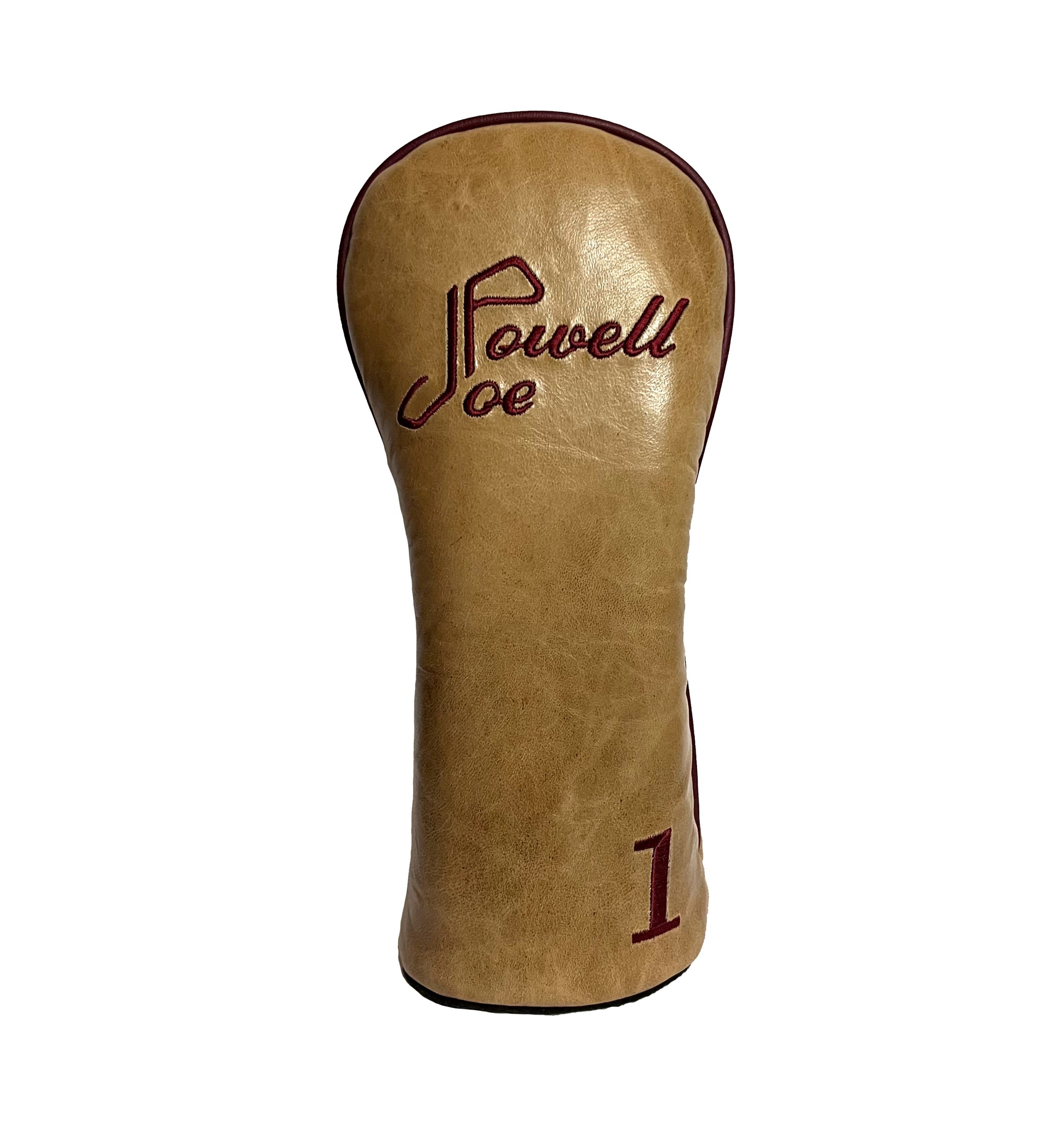 Joe Powell Persimmon Driver Leather Headcover Burgundy